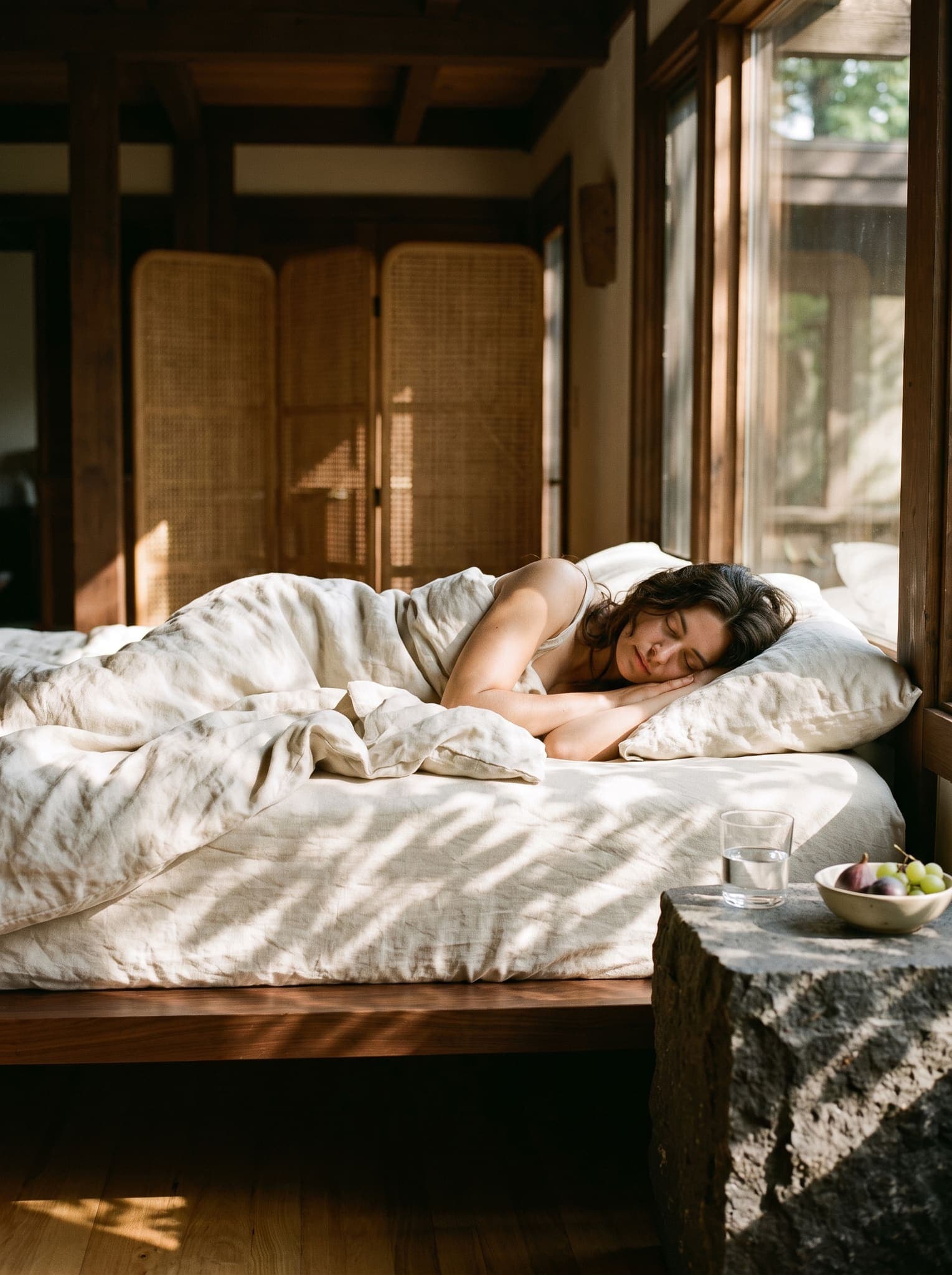 Deep morning sleep in natural linen
